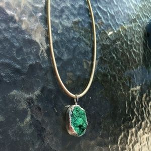 Silver Green Druzy Necklace